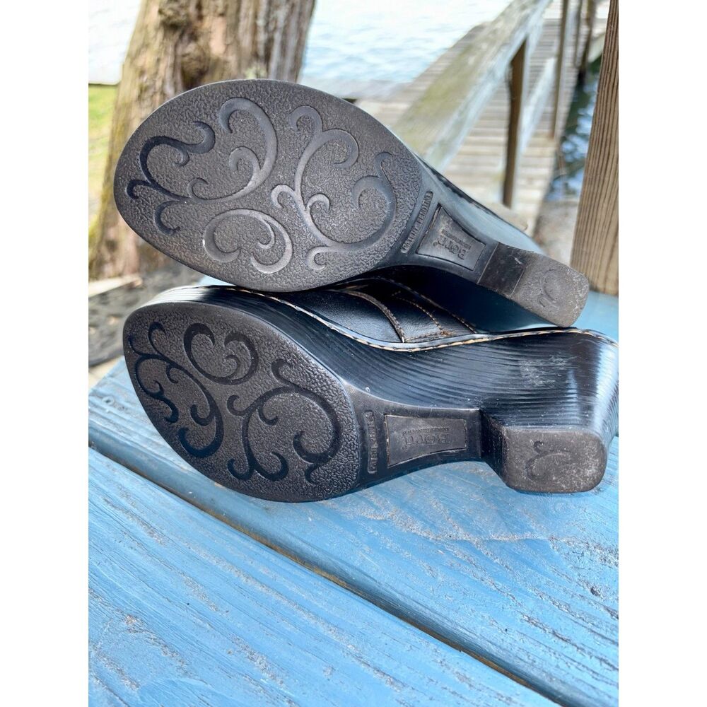Børn Black Leather O-Ring Clog Mules 3.5" Heel Size 7 - Picture 8 of 11